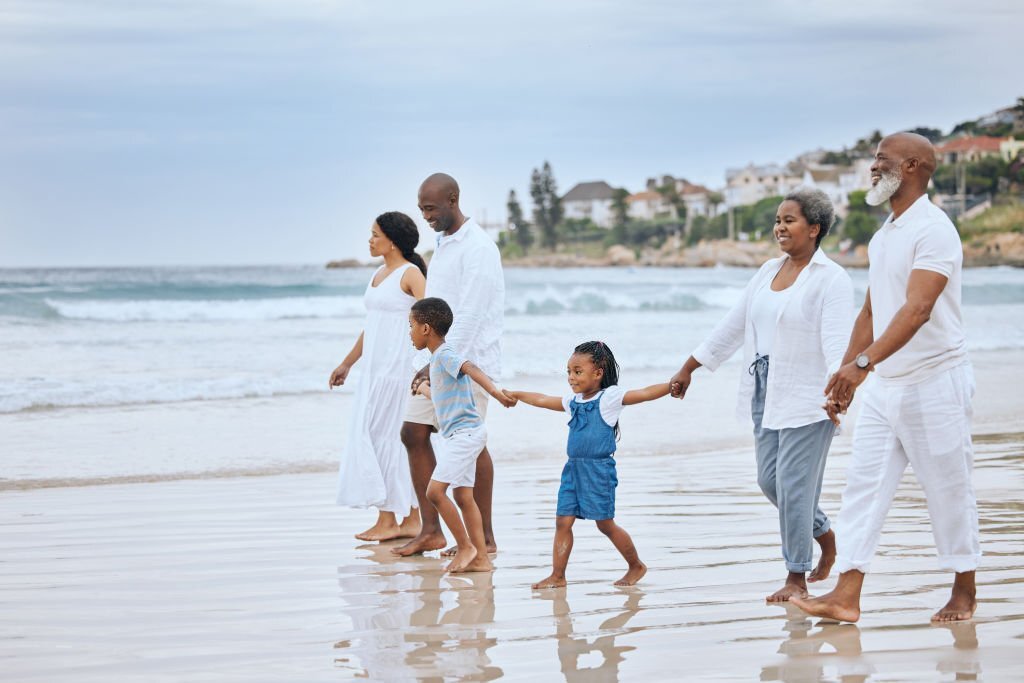 Family and Friends out on a beach-Lagos beach in December