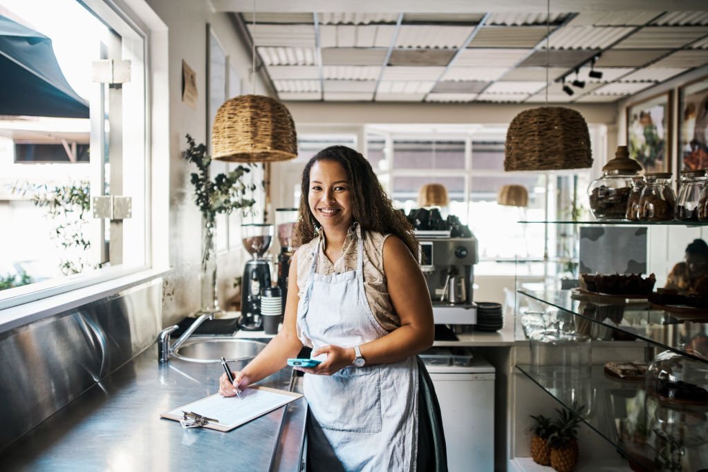 A business woman attending to her offline business