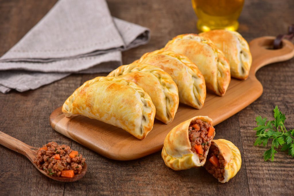 Nigeria meatpie In a wooden board