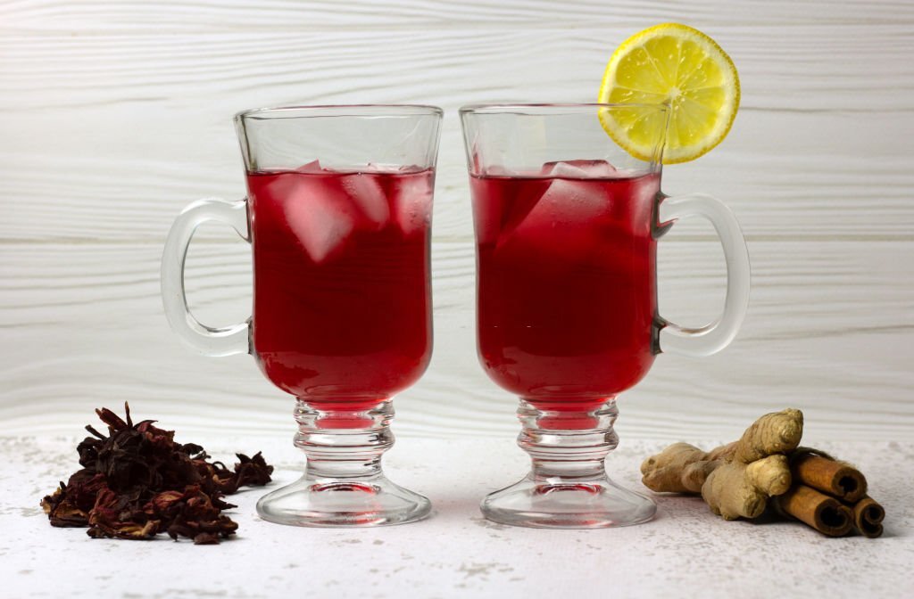 Two glasses of chilled zobo drinks