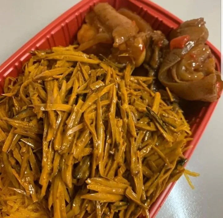 Abacha, Nigerian salad in a plate