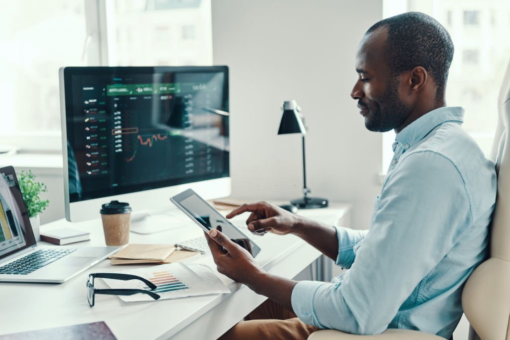 A man working online