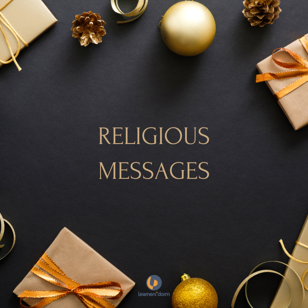 A Christmas greeting card with an inscription of "Religious messages" written on it 
